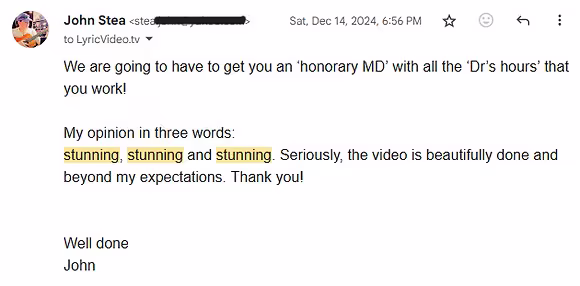 Artist feedback on video quality